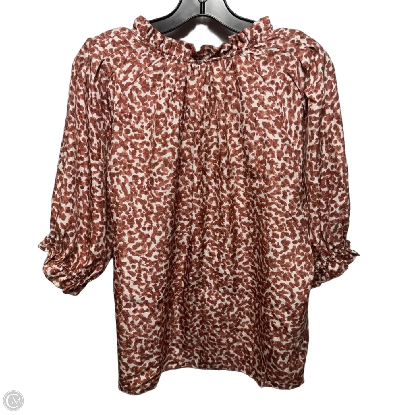 Silk Top Short Sleeve By Marie Oliver In Red & White, Size: L