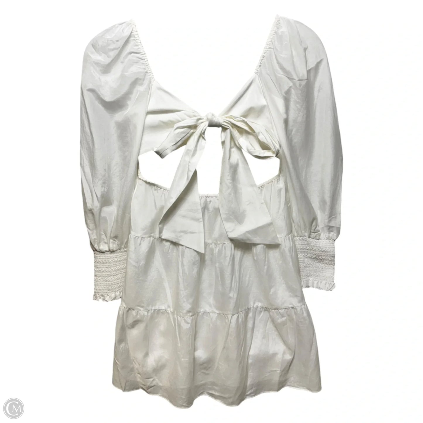 Rowen Tie Back Silk & Cotton Dress Designer By Alice + Olivia In White, Size: L