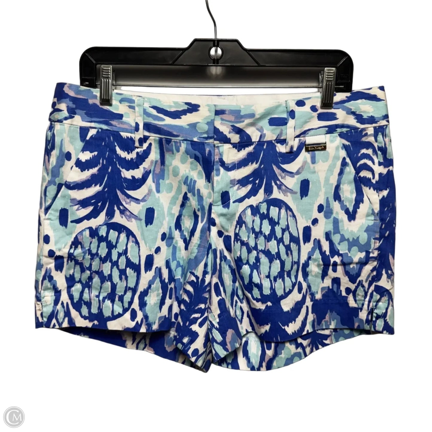 Callan 5” Shorts Designer By Lilly Pulitzer In Blue & White, Size: 8