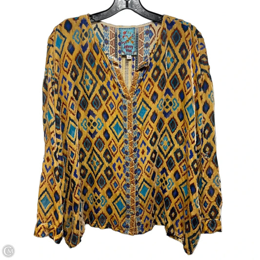 Velvet Burnout Top Long Sleeve By Johnny Was In Multi-colored, Size: M