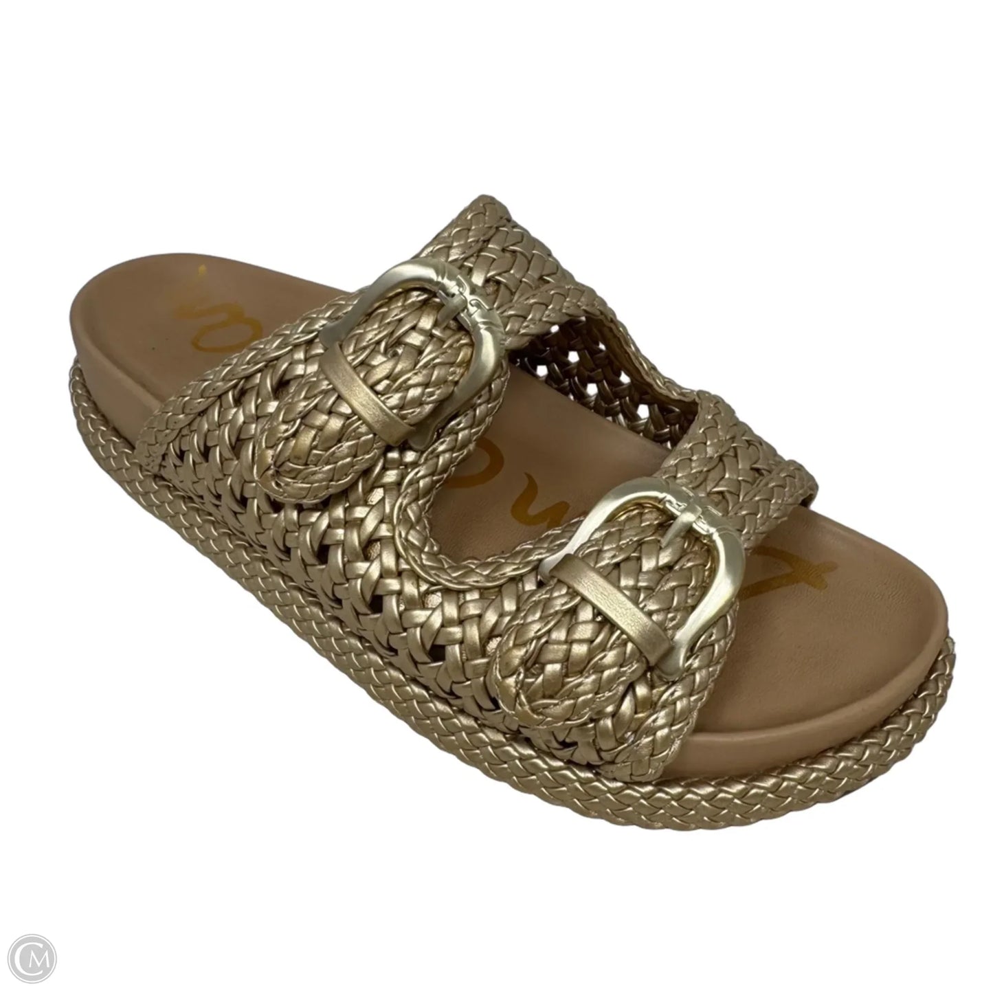 Woven Buckle Slides Sandals Flats By Sam Edelman In Gold, Size: 8.5