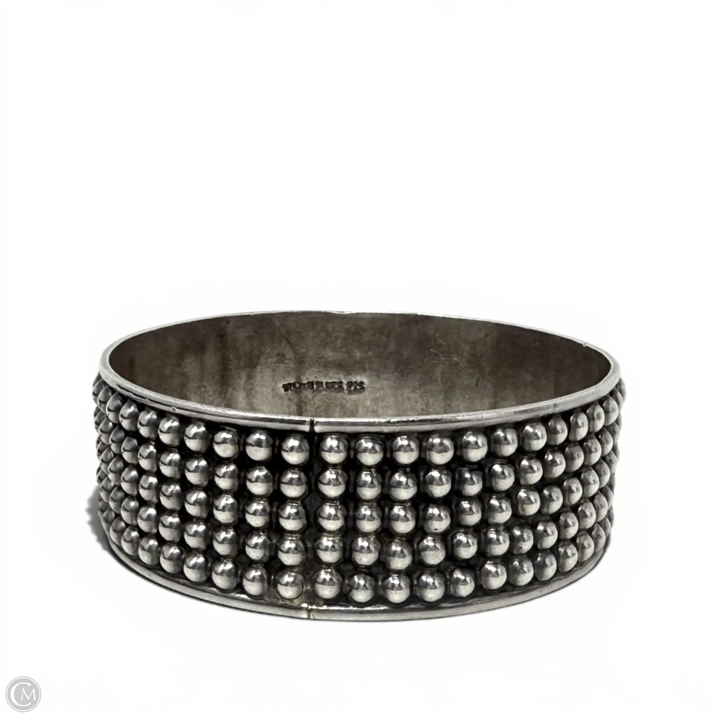 Mexican Sterling Silver Multi-Row Caviar Beaded Bangle Bracelet