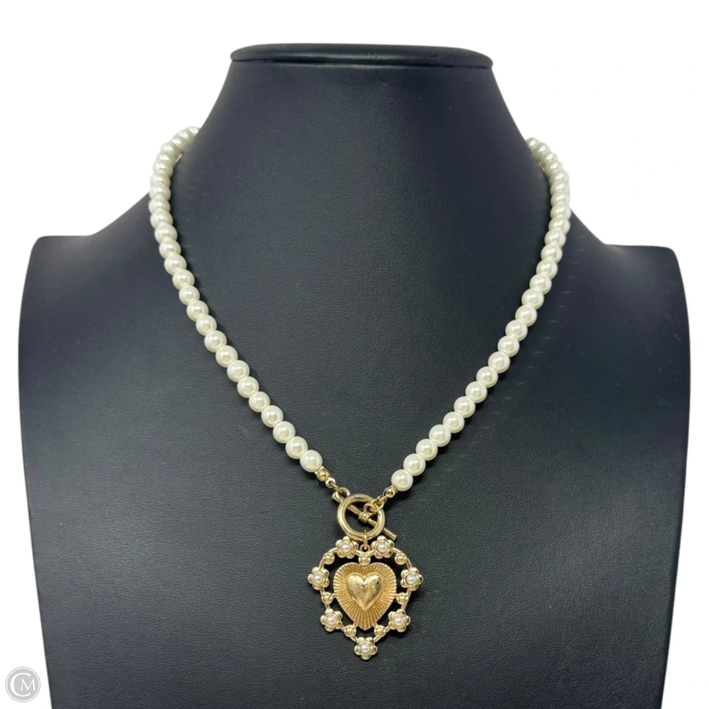 Marcy Heart Faux Pearl Pendant Necklace