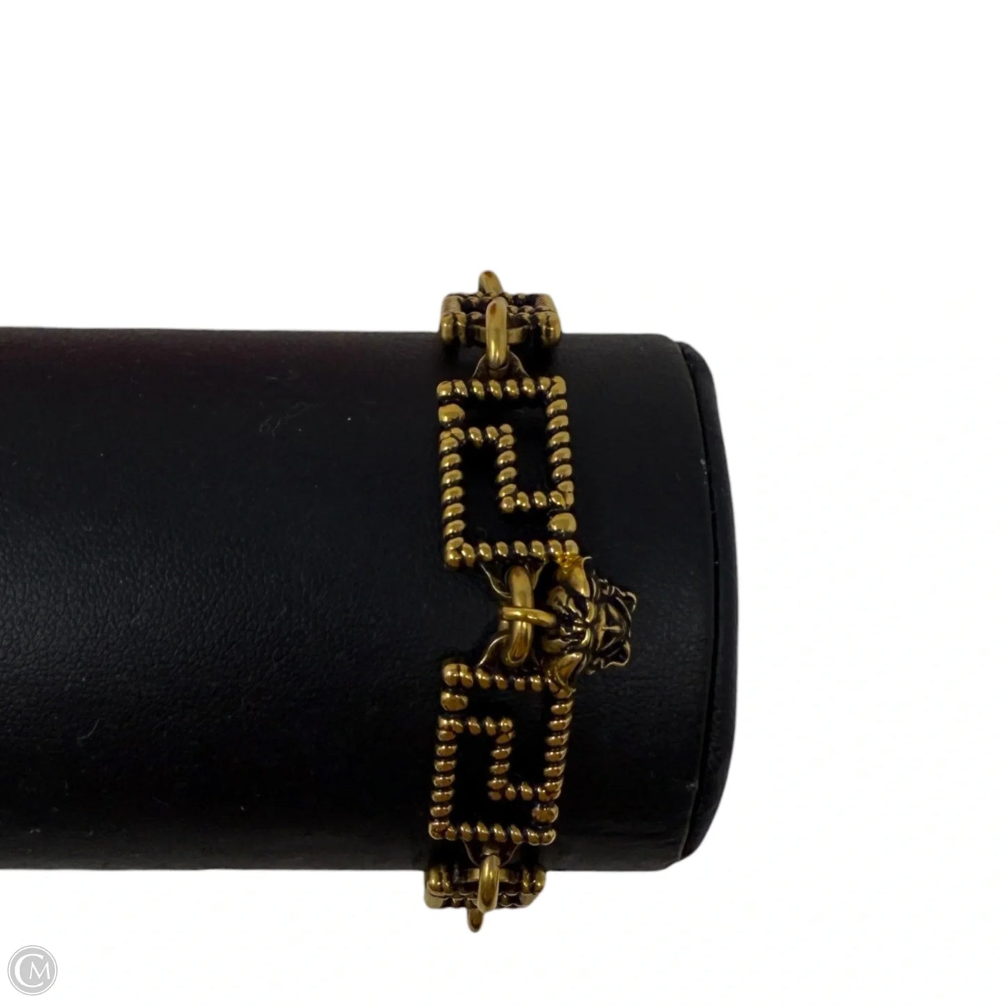Greca Antique Gold Tone Metal Bracelet  Luxury Designer By Versace