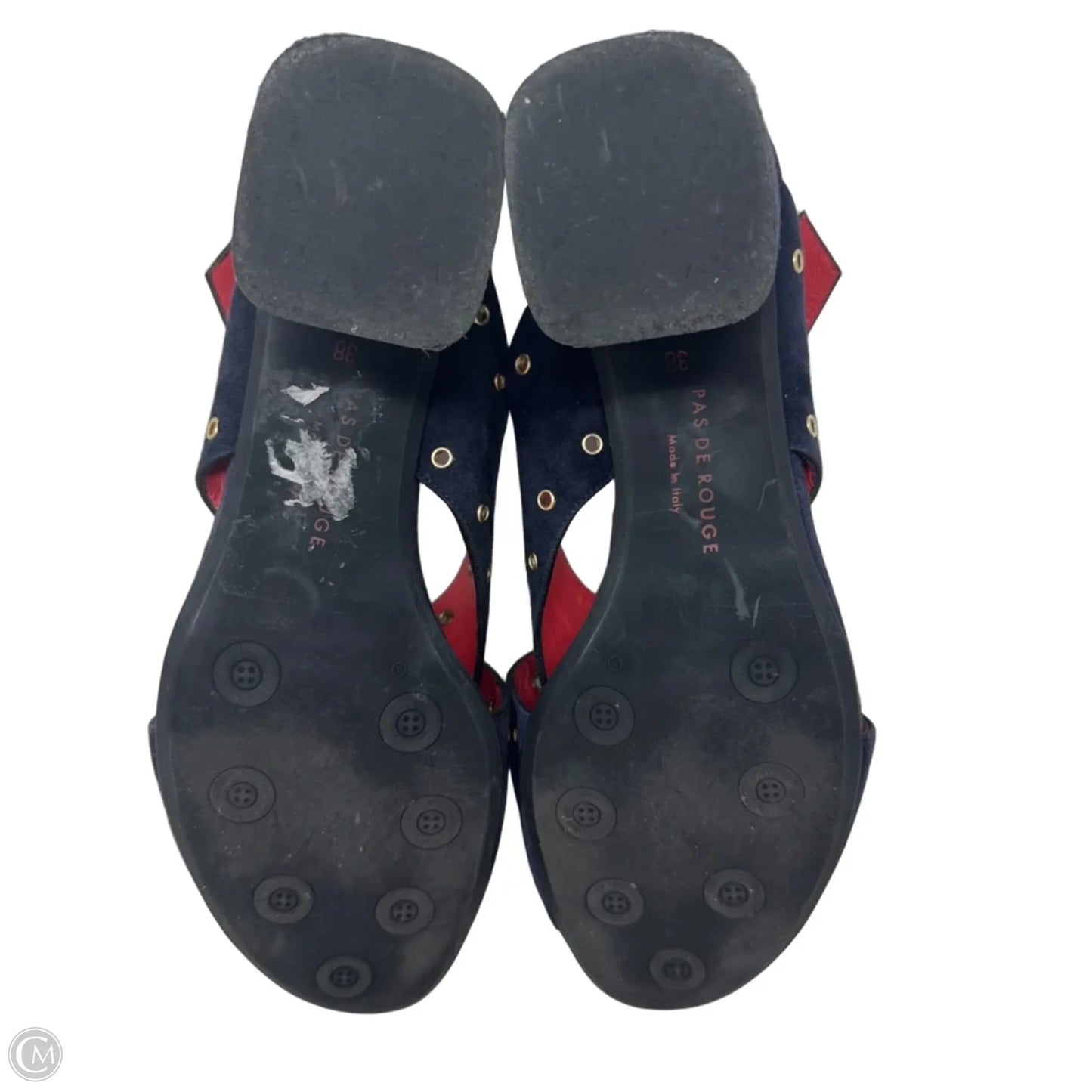 Fleur Suede Grommet Sandals By Pas de Rouge In Navy, Size: 8 (It 38)