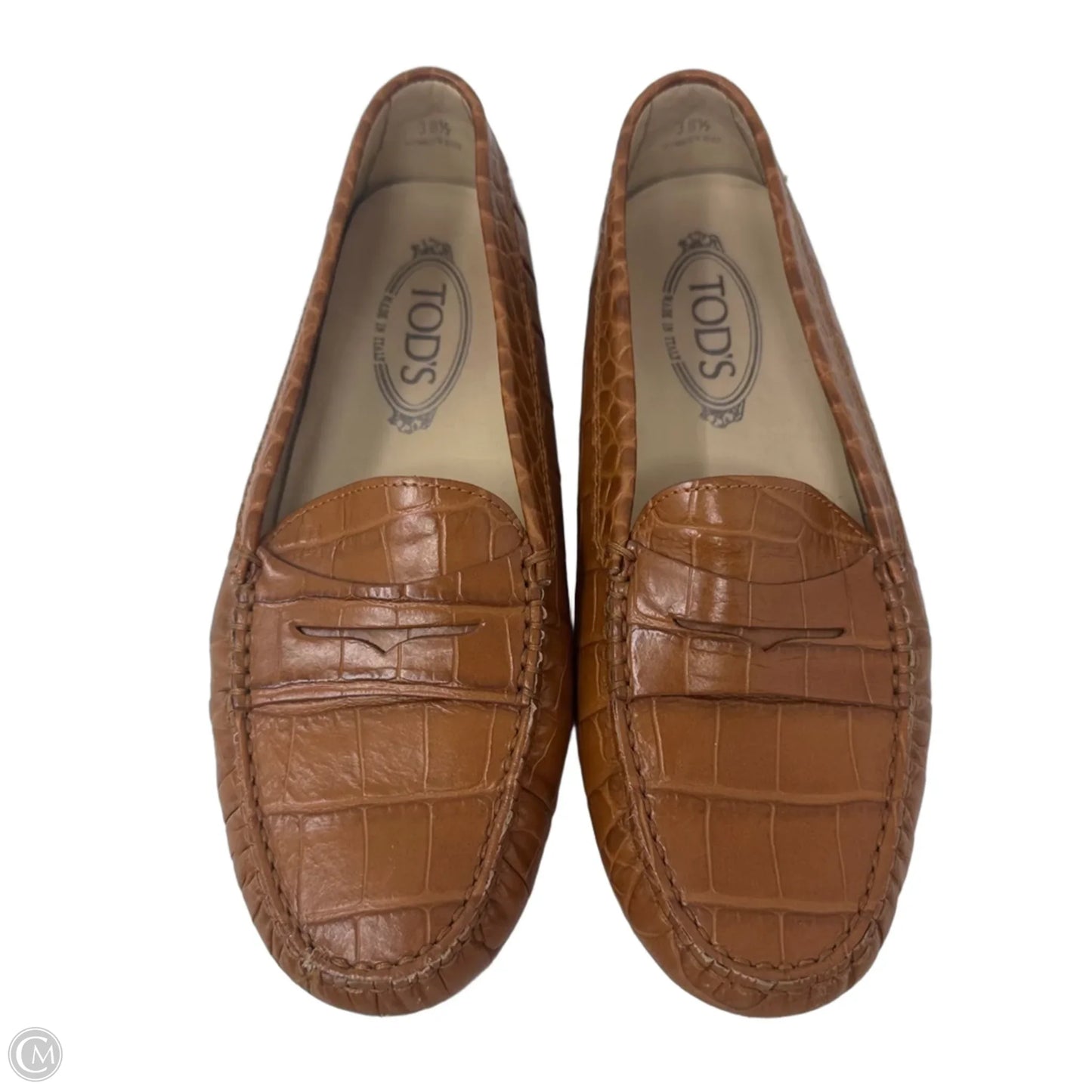 AS IS Croc Loafers Shoes Luxury Designer By Tods In Brown, Size: 8.5