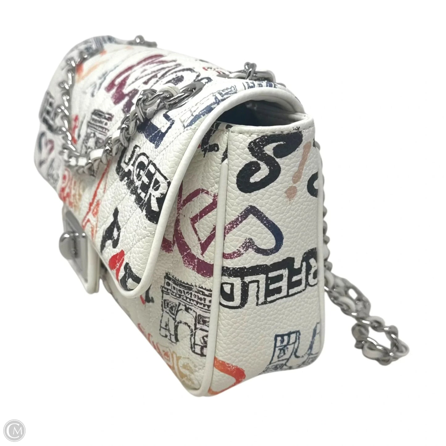 Simone Graffiti Flap Crossbody Designer By Karl Lagerfeld, Size: Medium