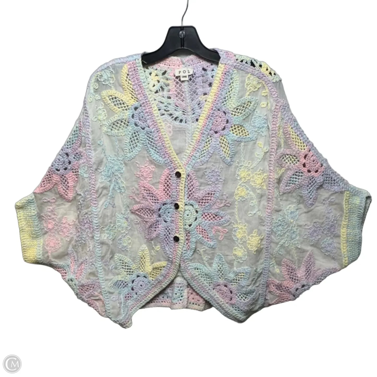 Cardigan By Pol In Pastel Rainbow Print, Size: Osfm