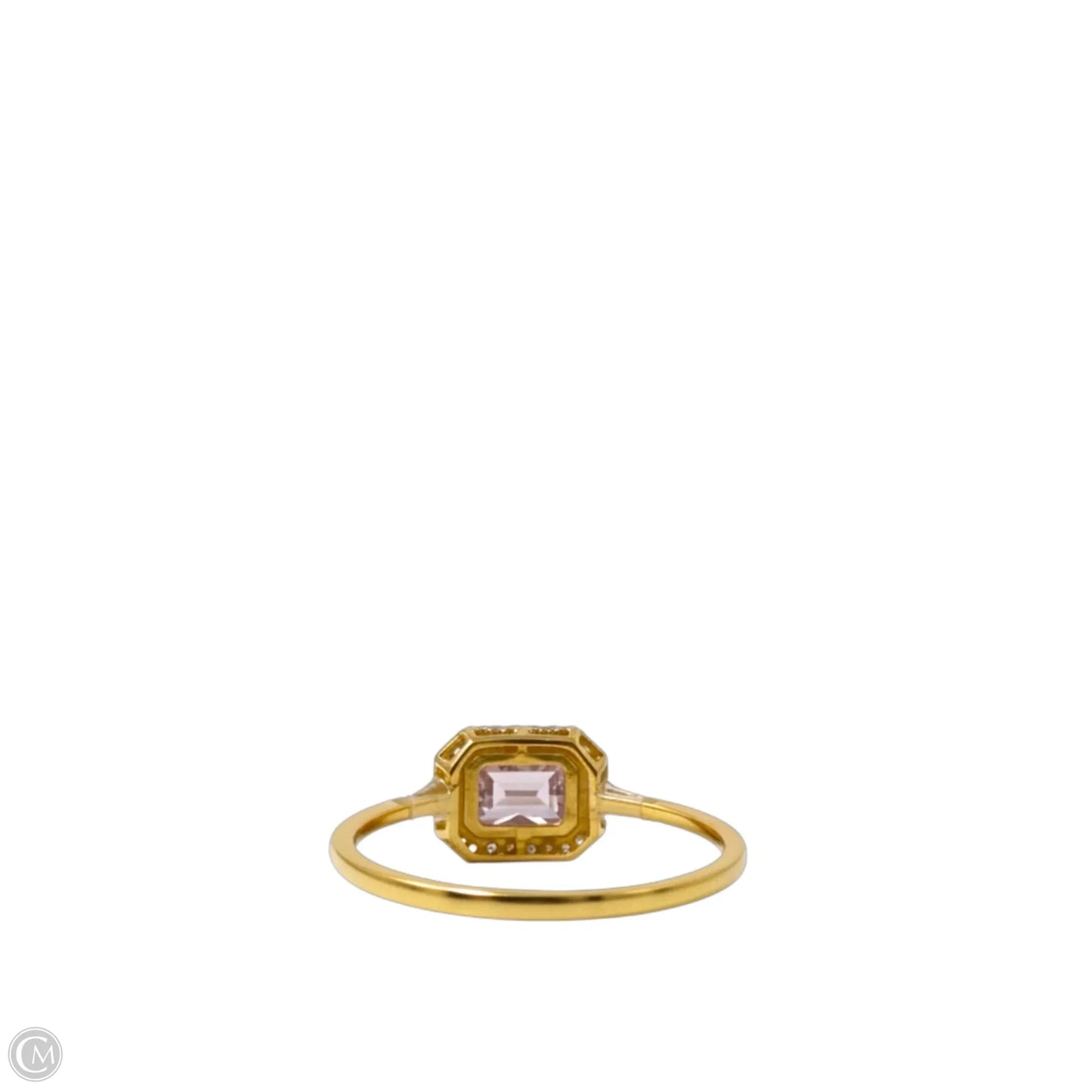 Gold Tone Pink & Clear Stone Statement Ring  By EHC, Size: 8