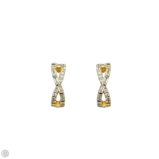 Gold Over Sterling Silver Crystal Hinged Huggie Hoop Earrings