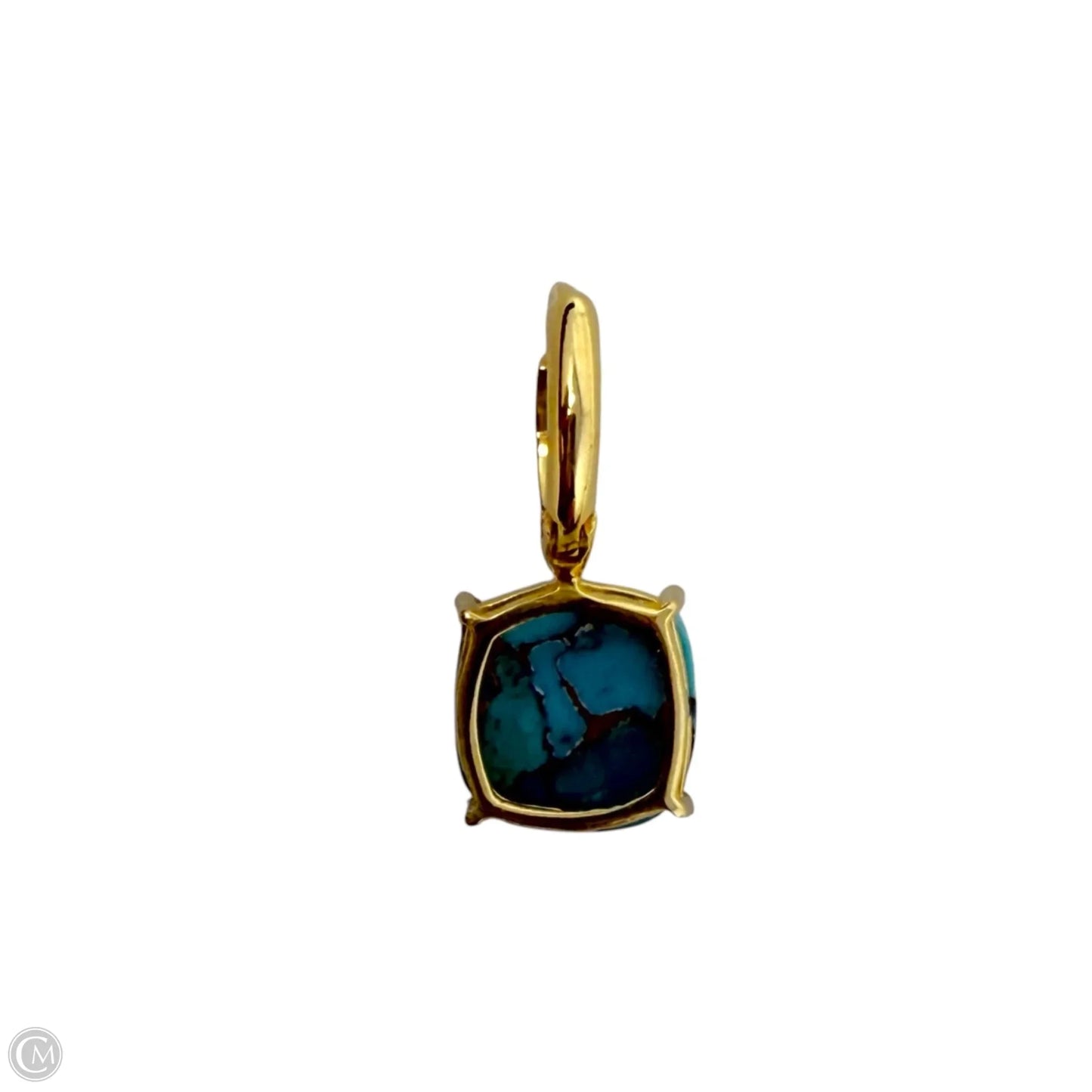 Gold Over Sterling Silver & Copper Turquoise Huggie Hoop Drop Earrings By YS India
