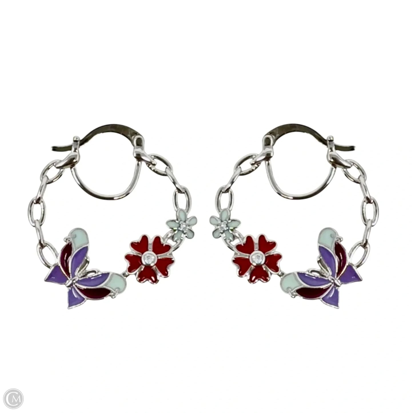 Butterfly Floral Hoop Earrings