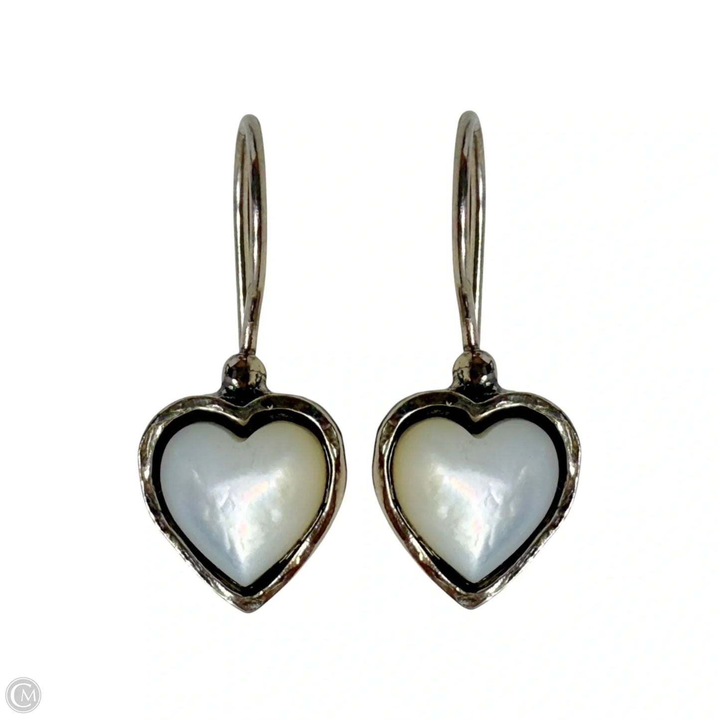 Silver & White Heart Drop Earrings Made In Israel