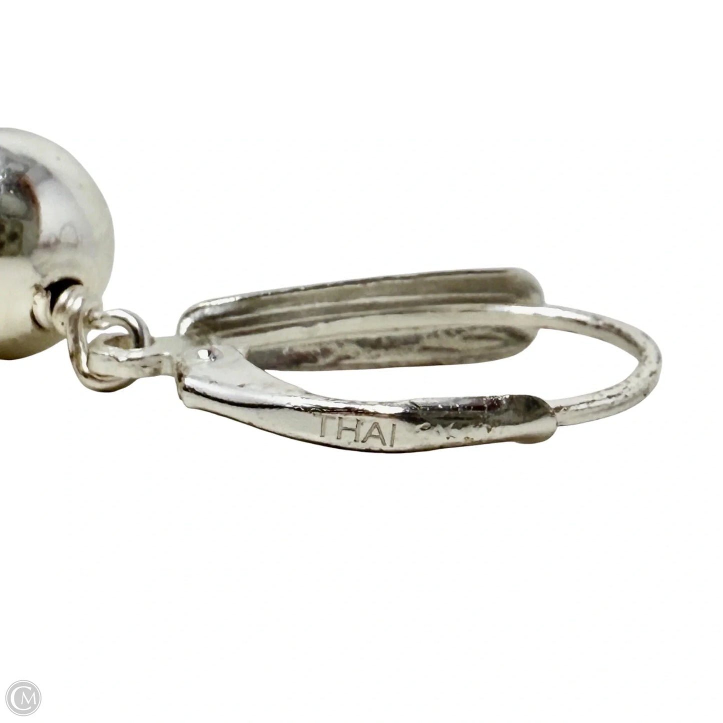 Thai Silver Tone Ball Drop Earrings
