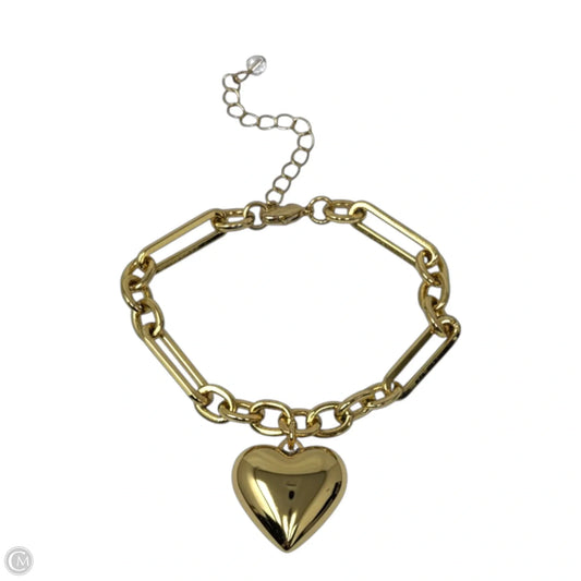 Gold Tone Paperclip Chain Heart Charm Bracelet