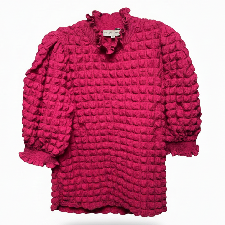 Textured Mock Neck Top By English Factory In Pink, Size: M
