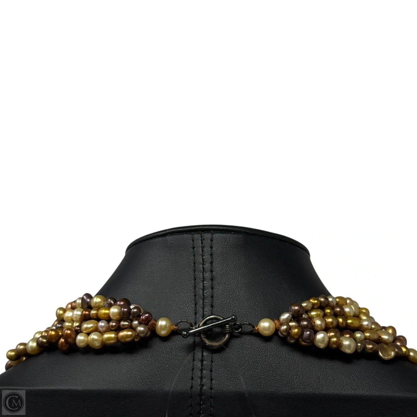Multicolor 5-Strand Layered Pearl Necklace with Sterling Silver Toggle Clasp