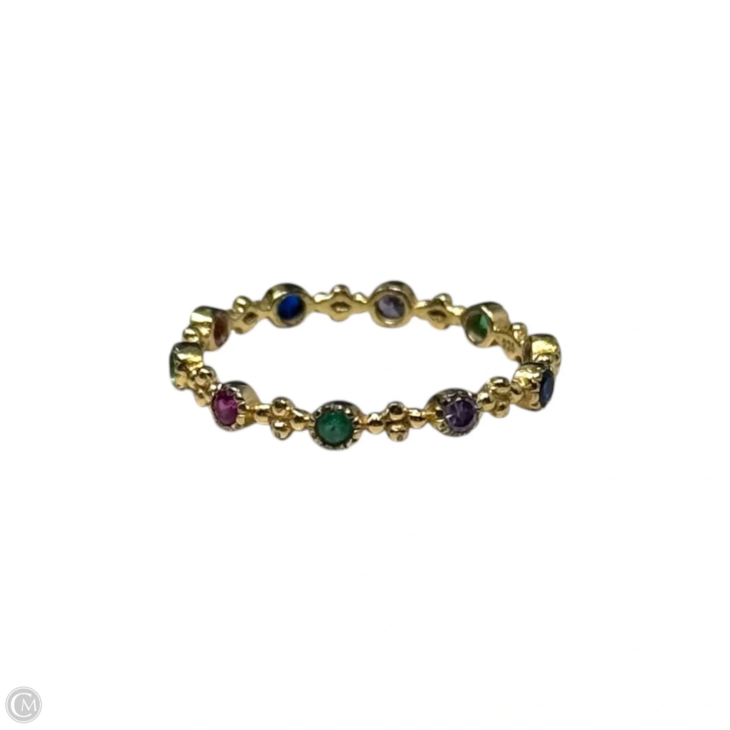 Multicolor Diamanté Ring Sterling Silver, Size: 8
