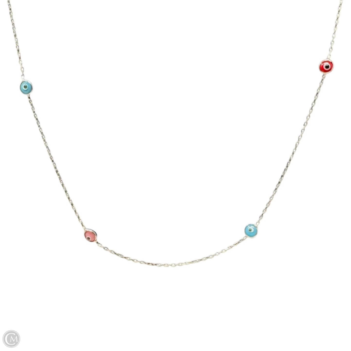 Evil Eye Station Necklace Sterling Silver