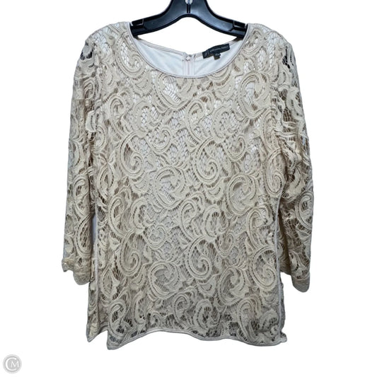 Top Long Sleeve By Adrianna Papell In Cream, Size: L