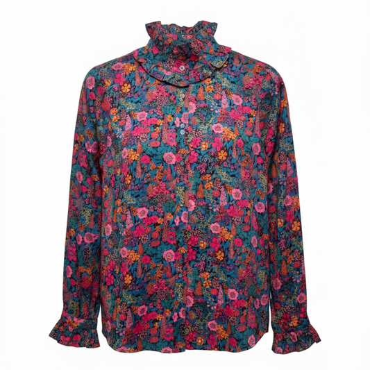 Classic-Fit Boy Shirt with Ruffle Collar By J. Crew In Liberty Ciara Floral Print, Size: XS