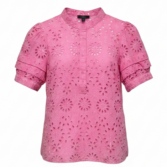 Puff Sleeve Popover Top In Eyelet By J. Crew In Pink, Size: XS