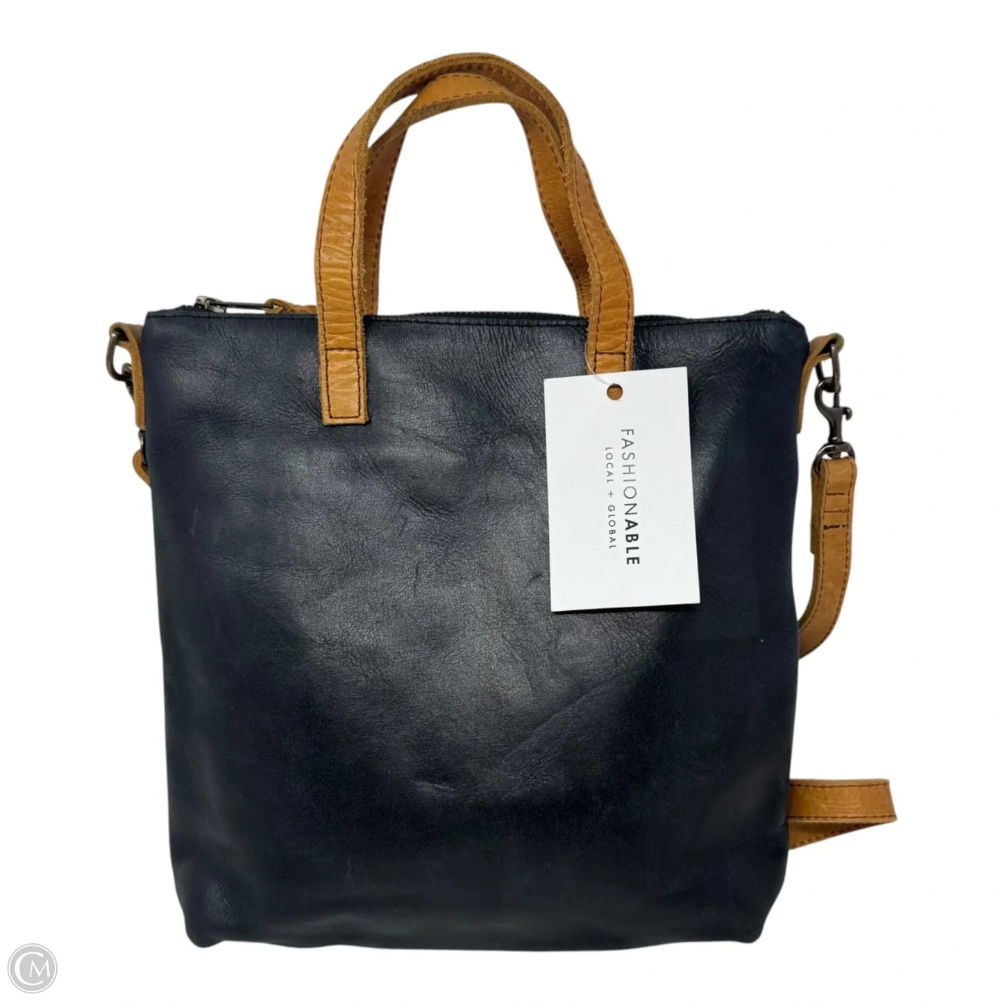 Handbag Leather By Fashionable, Size: Medium