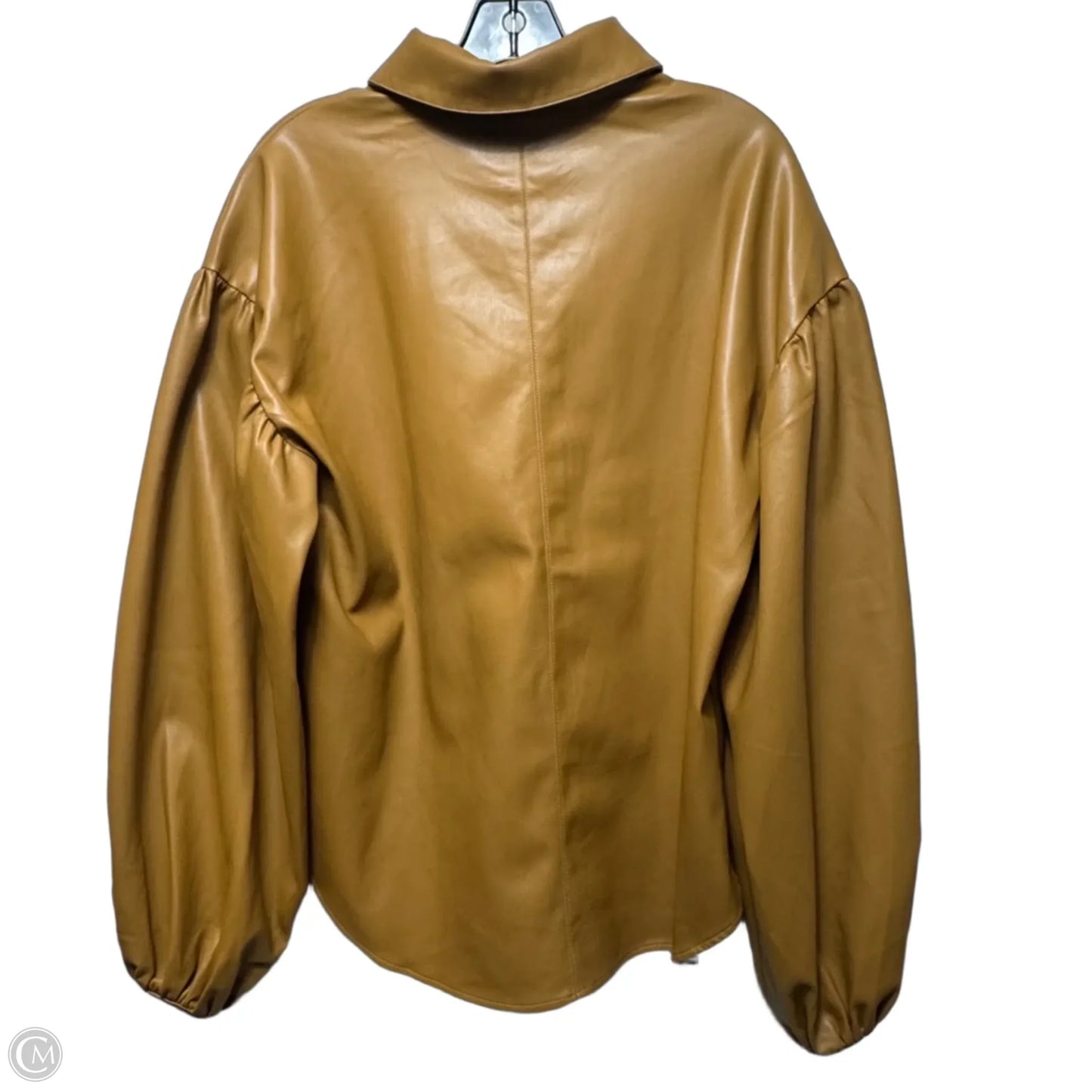 Faux Leather Top Long Sleeve By Grey by Jhean Sebastian Grey In Tan, Size: M