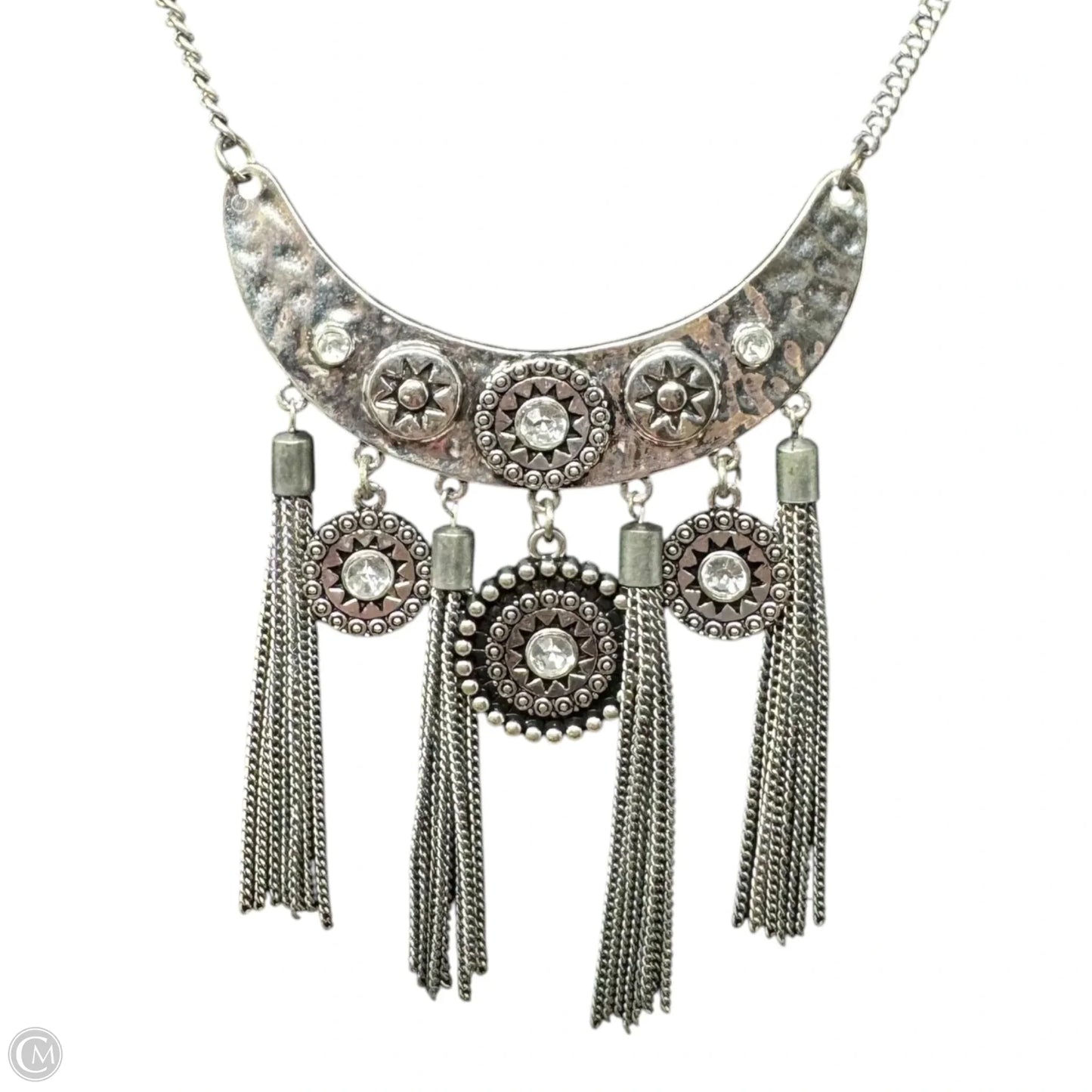 Tassel Bib Silver Tone Necklace