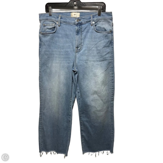 Jeans Wide Leg By 7 For All Mankind In Blue Denim, Size: 14/32