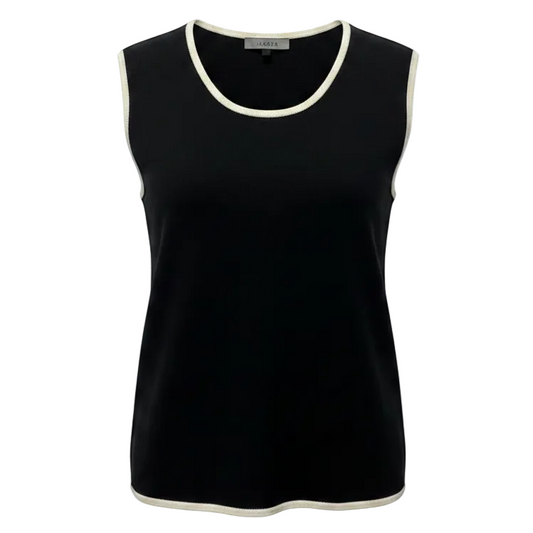 Silk-Cashmere Top Sleeveless Luxury Designer By Jaeger-Lecoultre In Blue & Cream, Size: XL