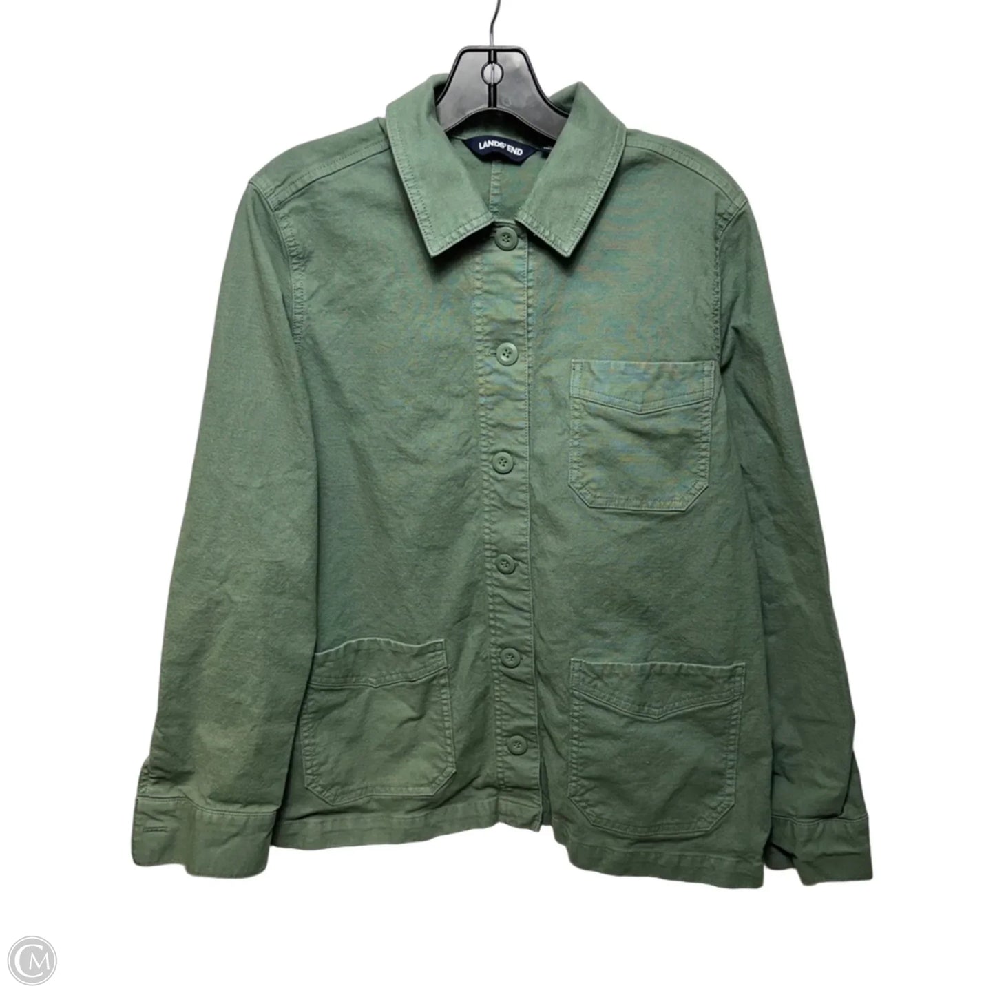 Jacket Shirt By Lands End In Green, Size: M