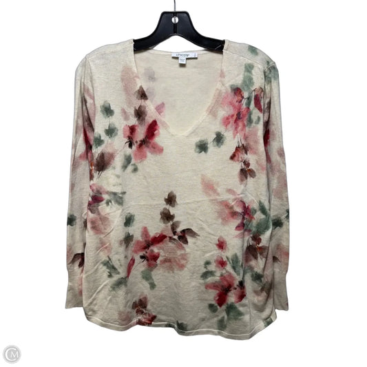 Sweater By Chicos In Floral Print, Size: Xl