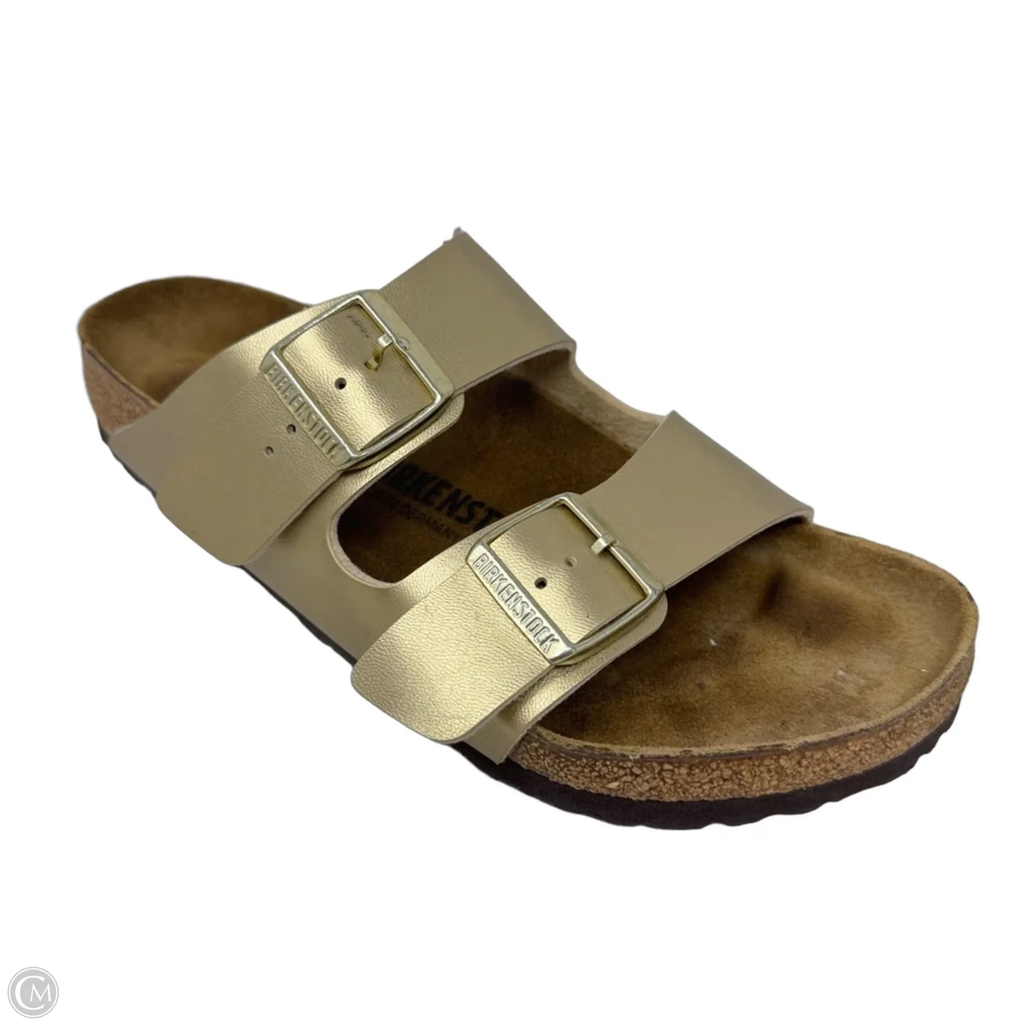 Metallic Arizona Sandals Flats By Birkenstock In Gold, Size: 9