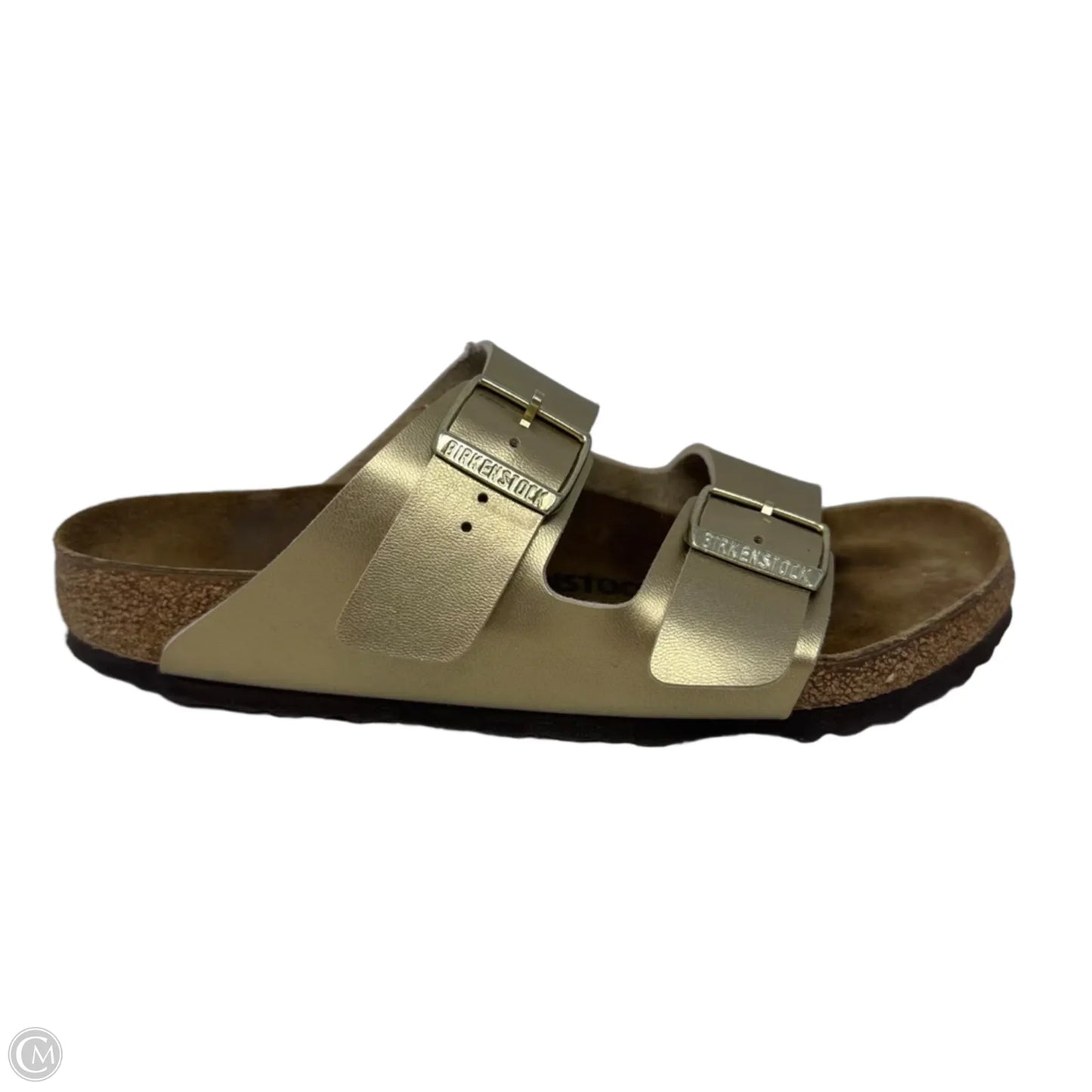 Metallic Arizona Sandals Flats By Birkenstock In Gold, Size: 9