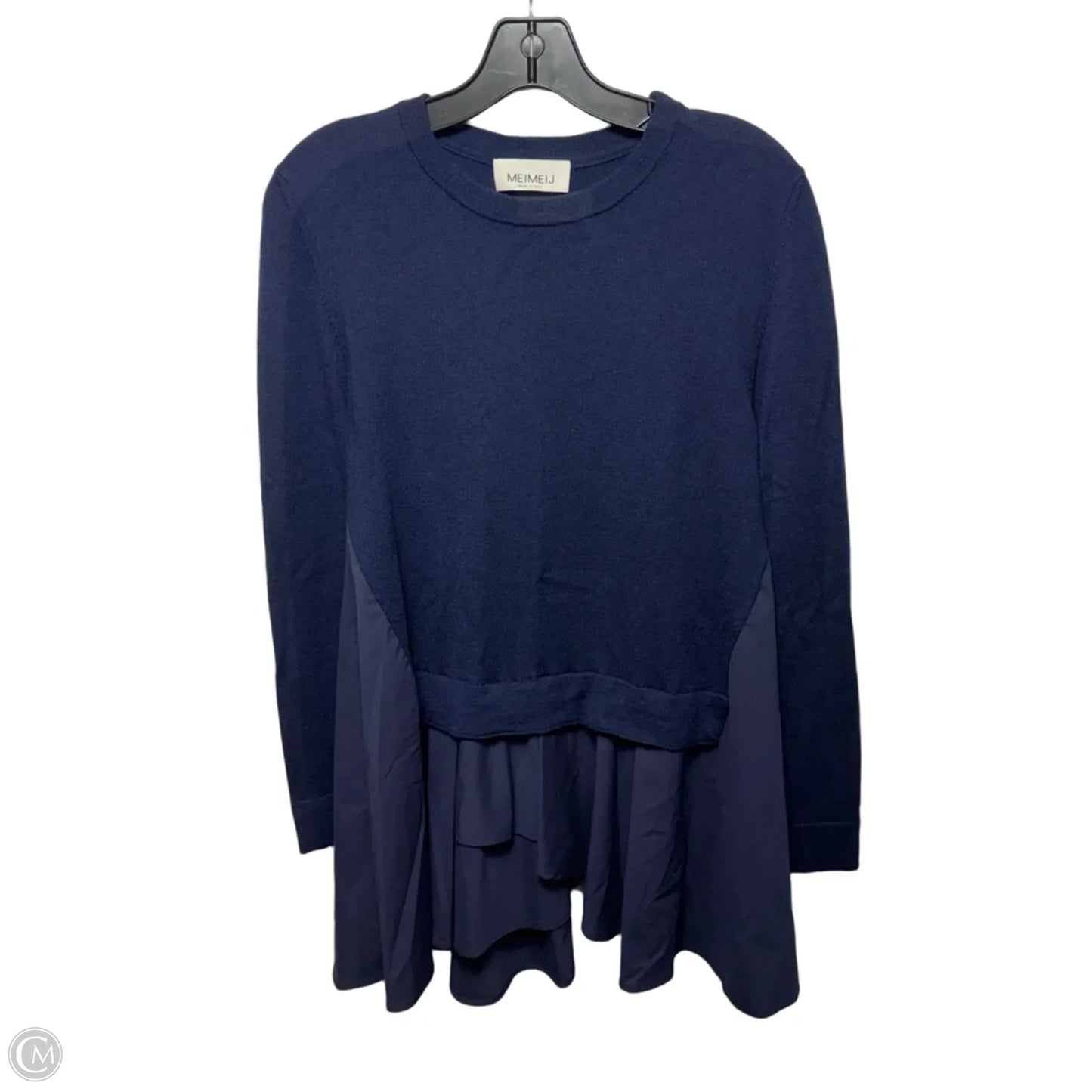 Italian Layered Wool Knit Sweater By Meimeij In Blue, Size: 10 (It 46)