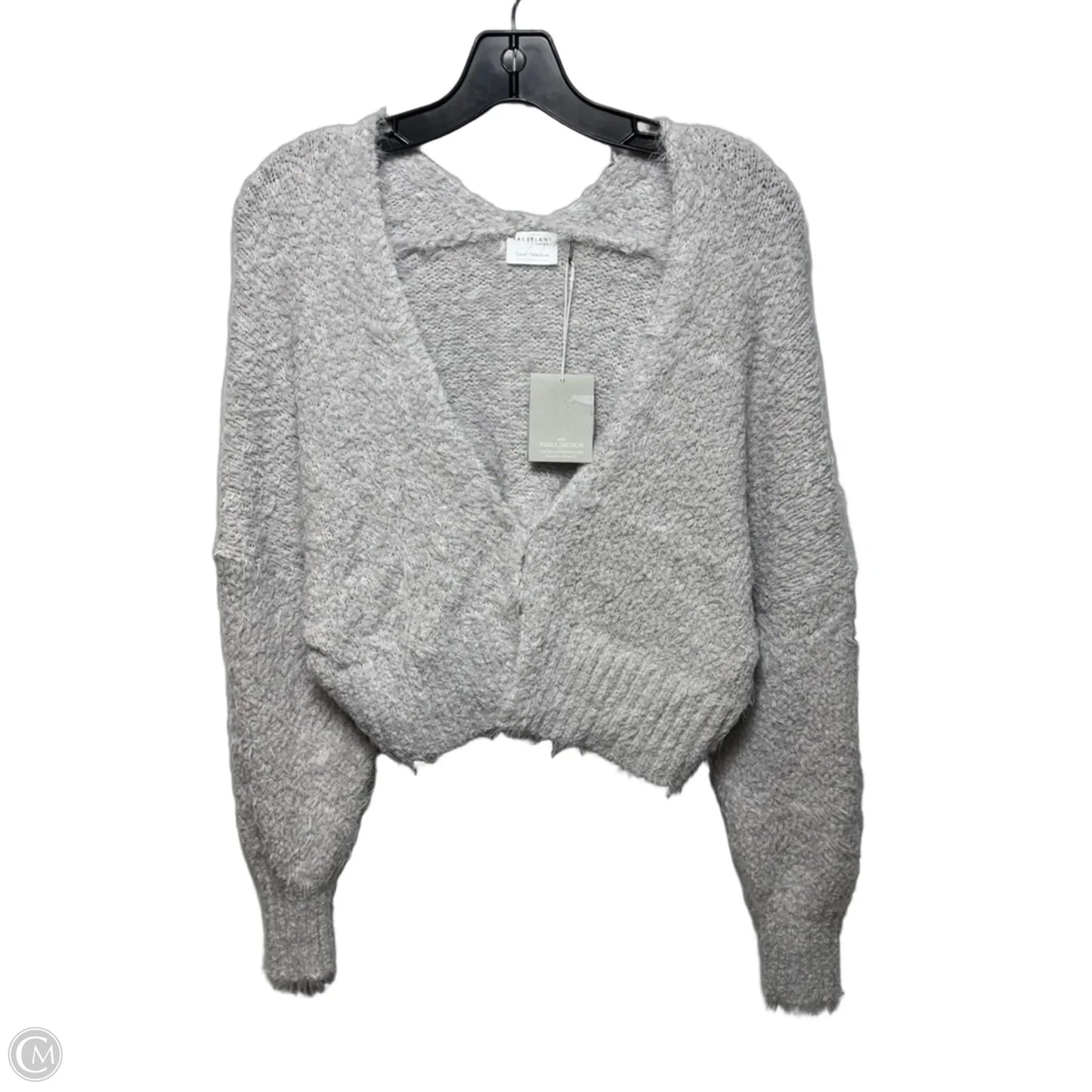 Sweater Cardigan By Face Plant Dreams In Grey, Size: S/M