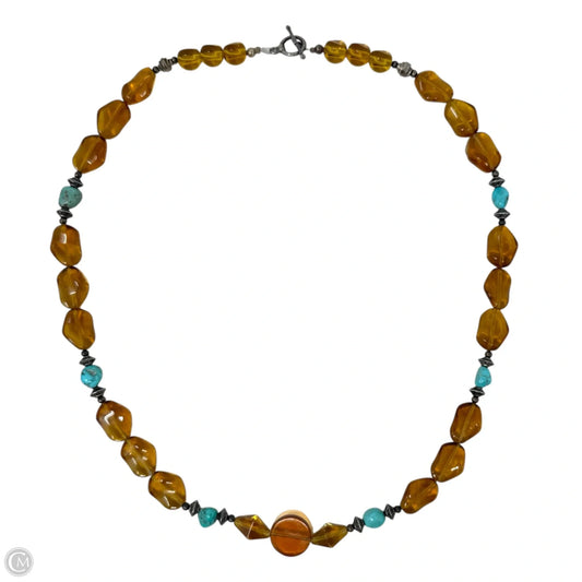 Amber & Turquoise Tone Beaded Necklace