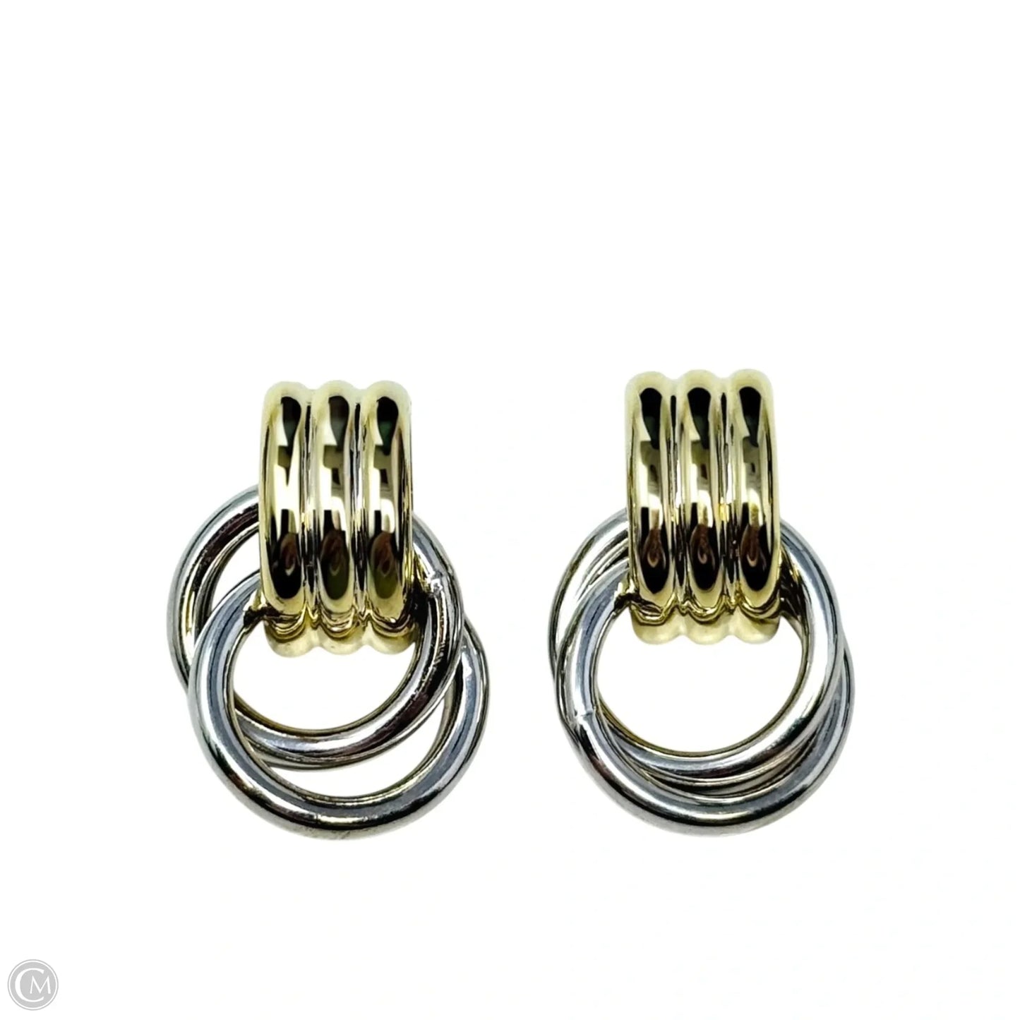 Two Tone Good Over Sterling Silver Doorknocker Earrings
