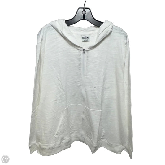 Waverly Cotton Slub Sweatshirt Athletic Top Long Sleeve Hoodie By Eddie Bauer In White, Size: 2x
