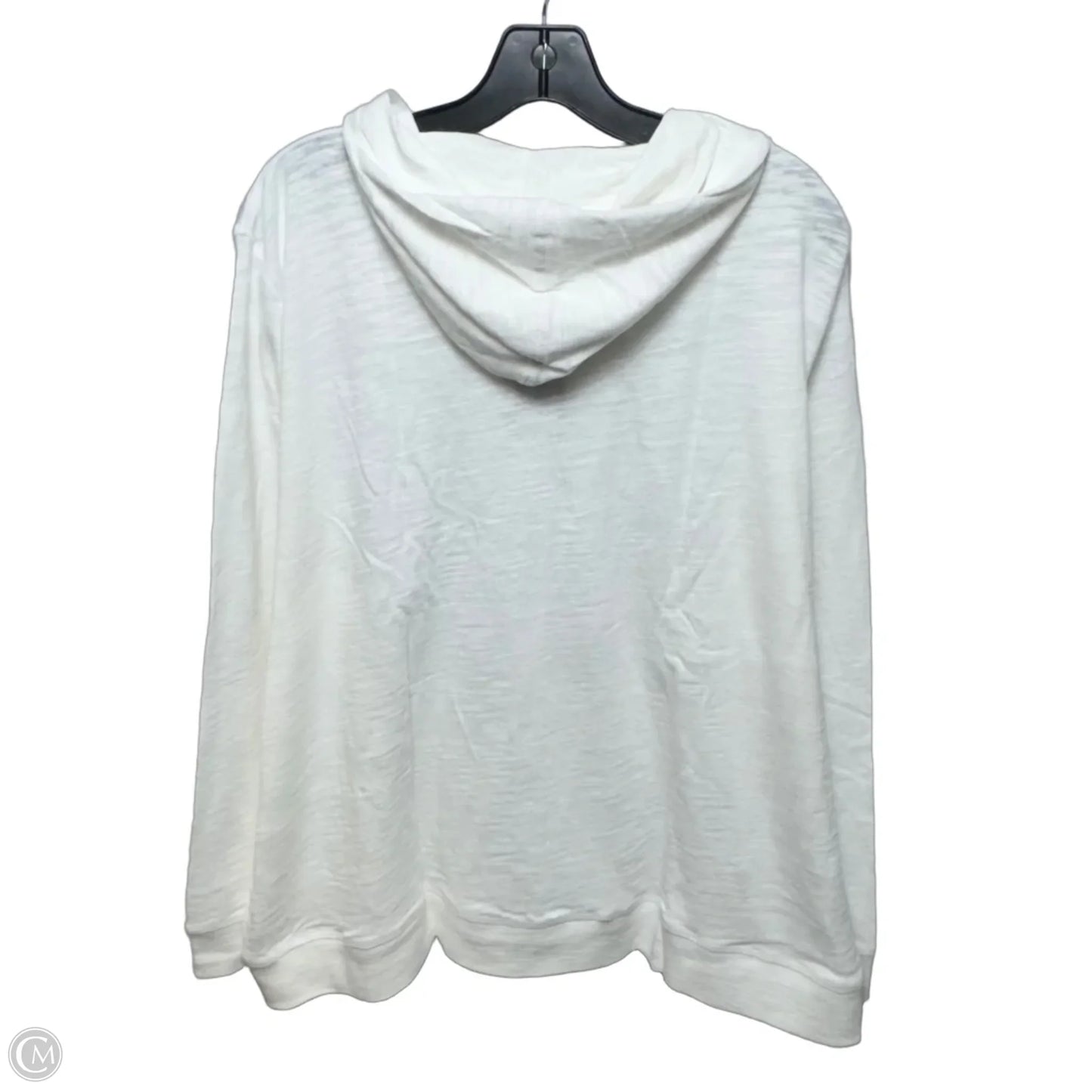 Waverly Cotton Slub Sweatshirt Athletic Top Long Sleeve Hoodie By Eddie Bauer In White, Size: 2x