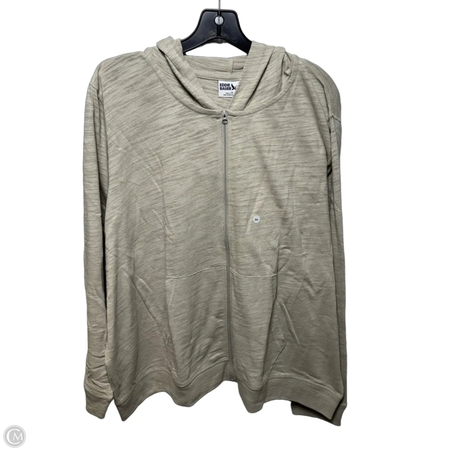 Waverly Cotton Slub Sweatshirt Athletic Top Long Sleeve Hoodie By Eddie Bauer In Pumice, Size: 2x