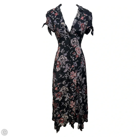 Faux Cross Stitch Floral Dress Casual Midi By Urban Outfitters In Floral Print, Size: M