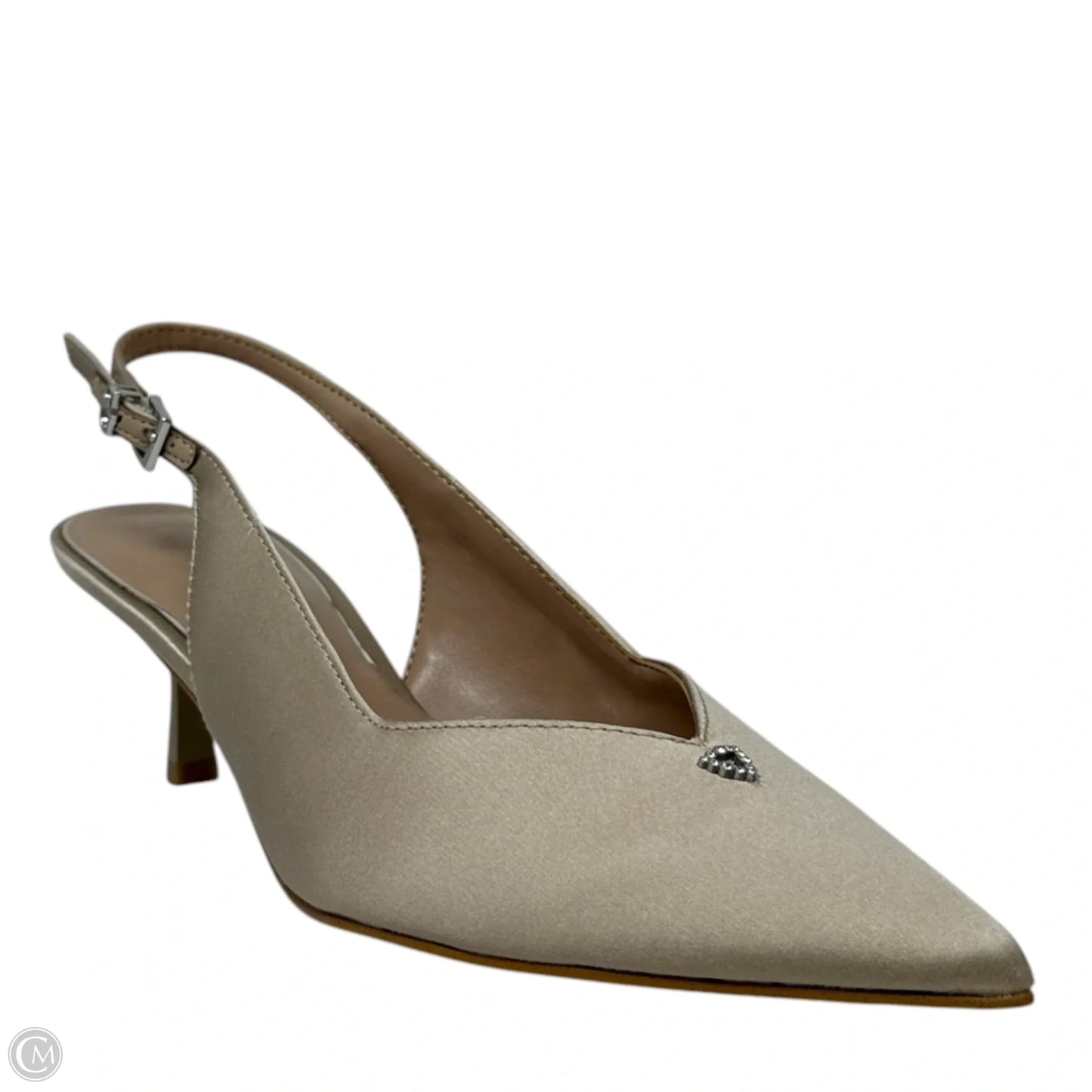 Yannick Satin Kitten Heel Pumps By Guess In Tan, Size: 8