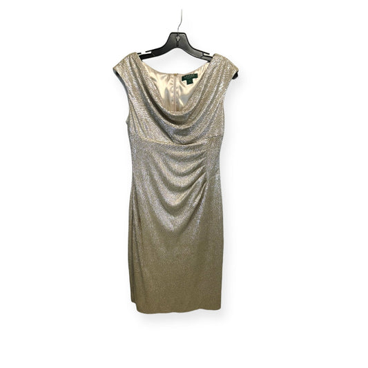 Metallic Dress Party Midi Lauren By Ralph Lauren, Size 10