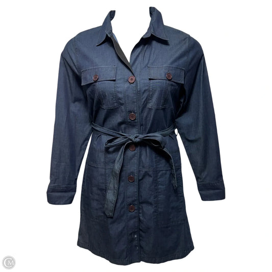 Belted Dress Casual Midi By Theory In Navy, Size: 12