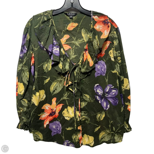 Top Long Sleeve By Lauren By Ralph Lauren In Floral Print, Size: L