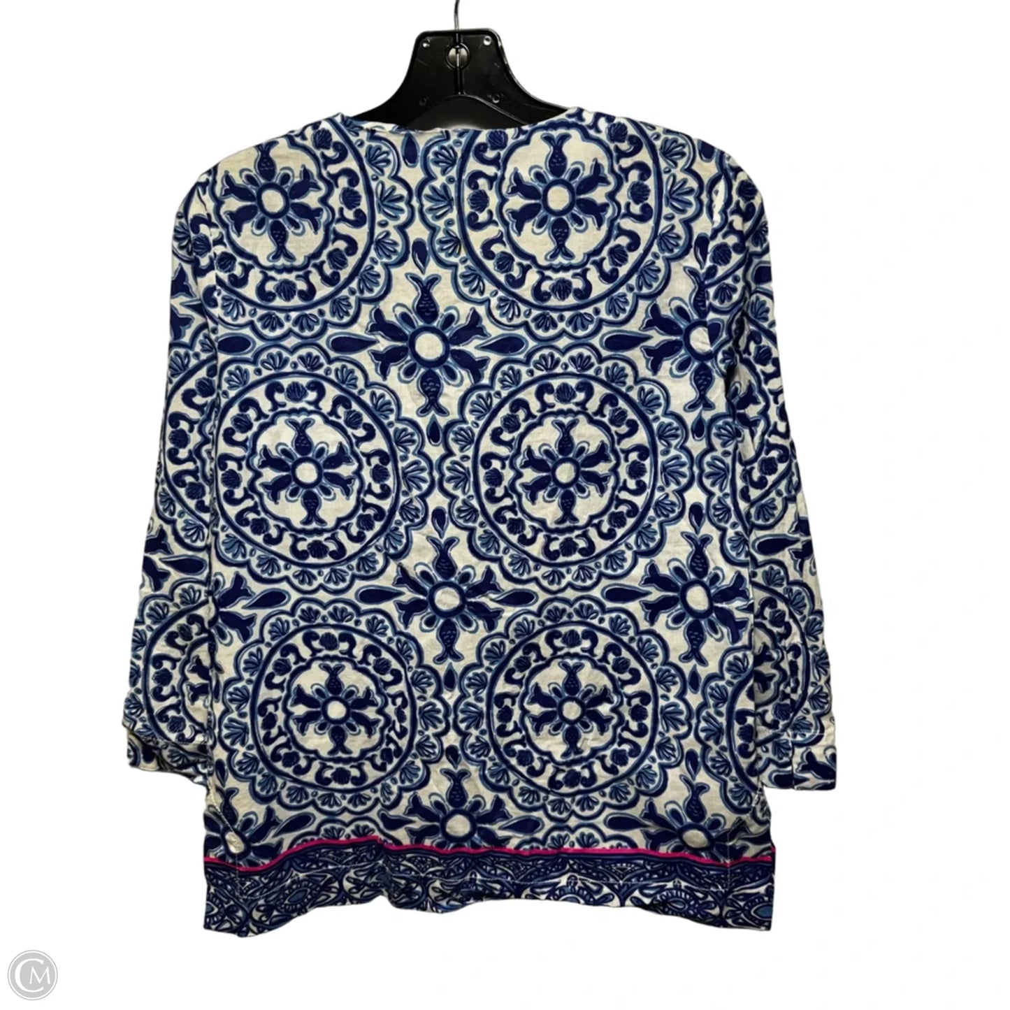 Top Long Sleeve Designer By Lilly Pulitzer In Blue & White, Size: S