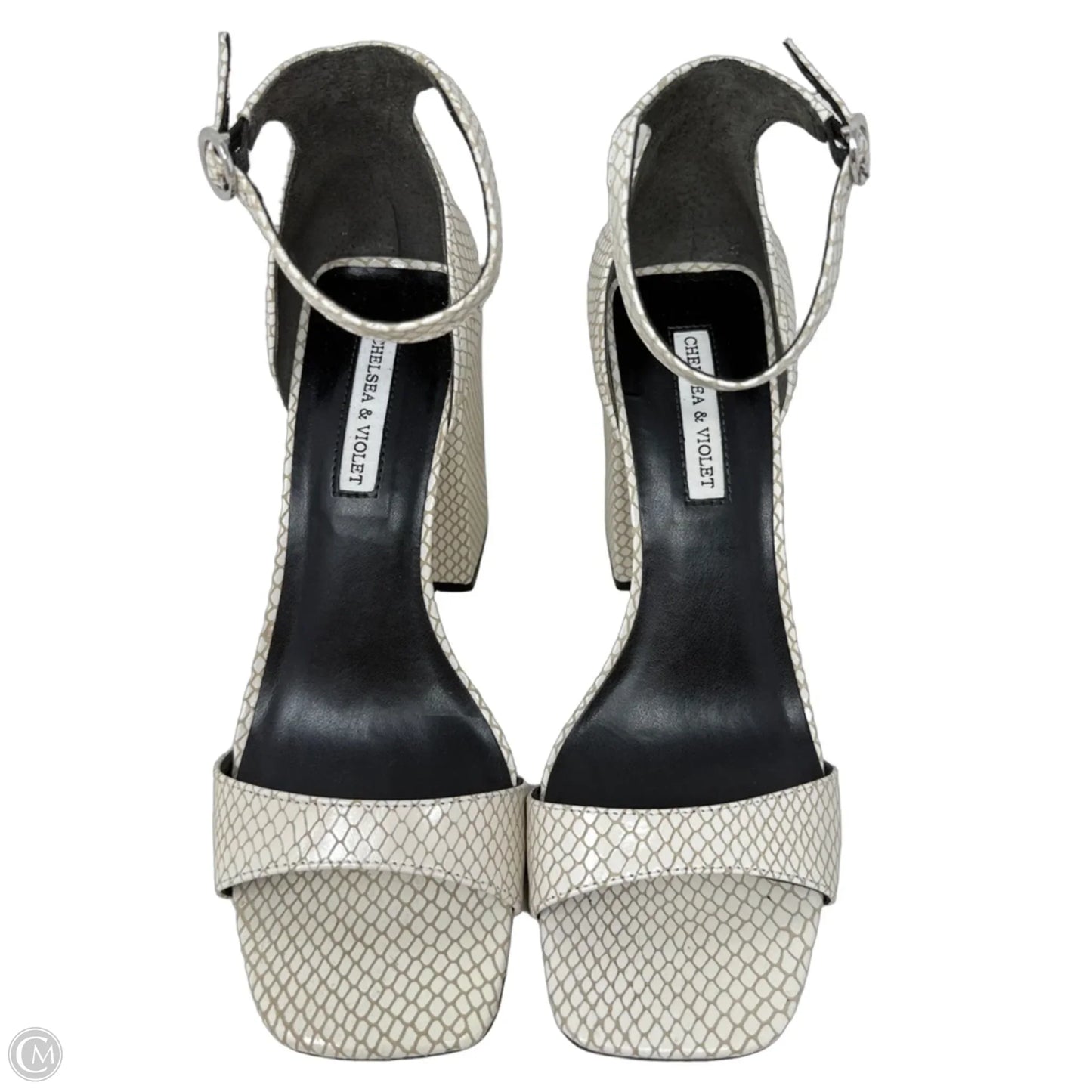 Tara Block Heel Sandals By Chelsea And Violet In Tan & White, Size: 8