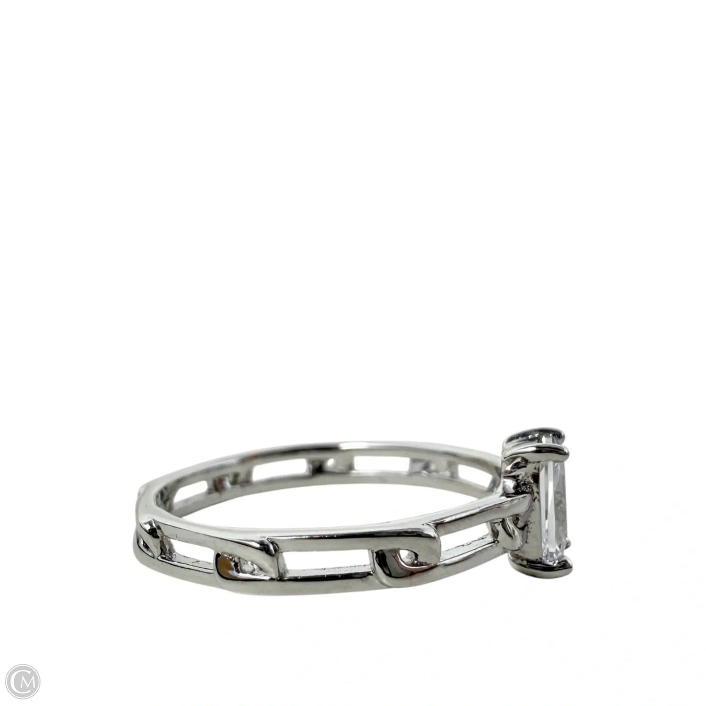 Sterling Silver Radiant Cut Cubic Zirconia Ring By Milor Italy, Size: 7